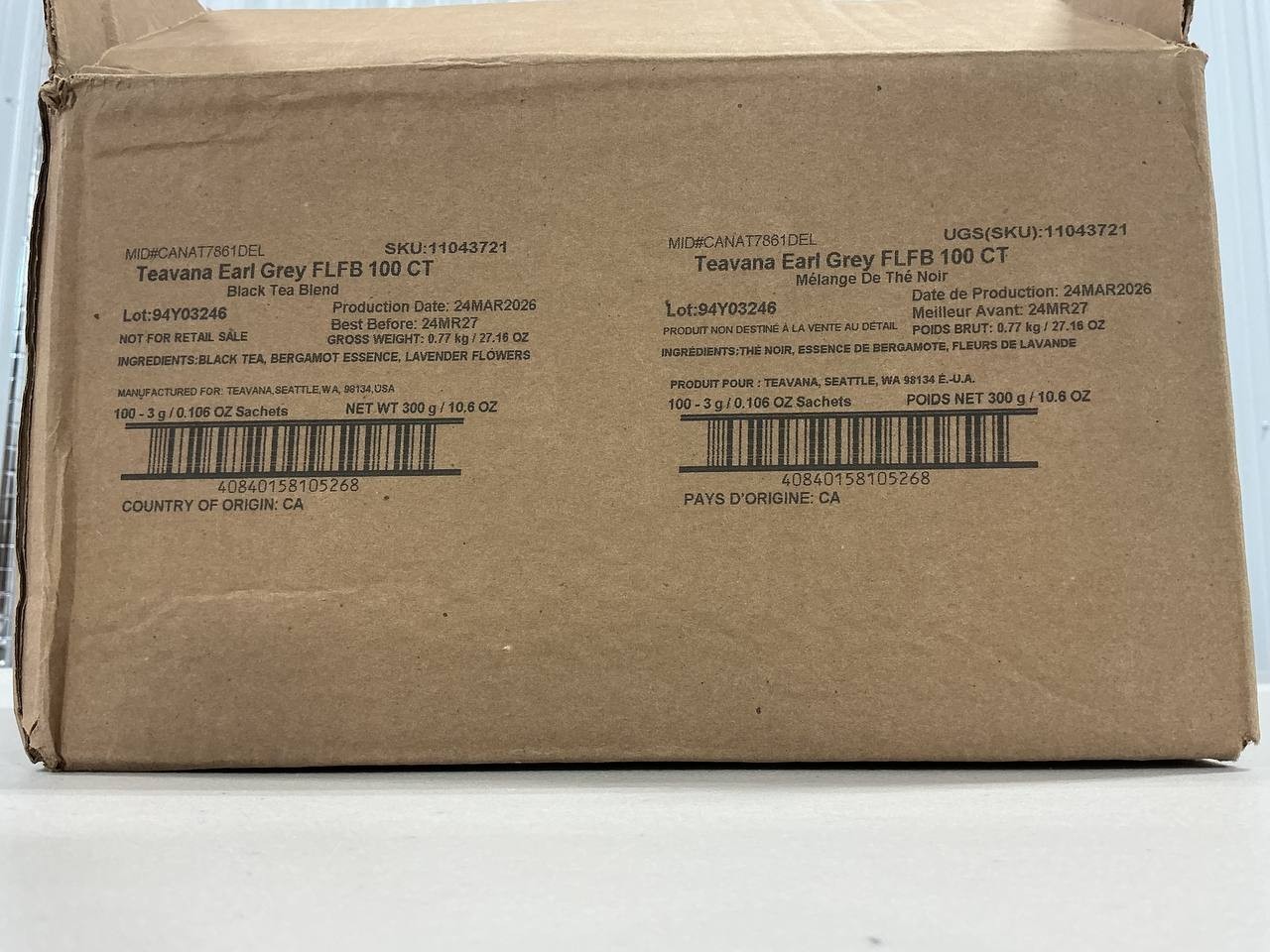 Starbucks Teavana Tea Sachets Earl Grey Pack of 100 Sachets 2027