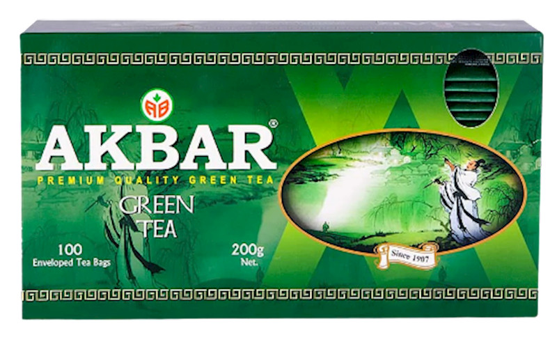 Akbar Black Tea GREEN 100 Tea Bags Made in Sri Lanka