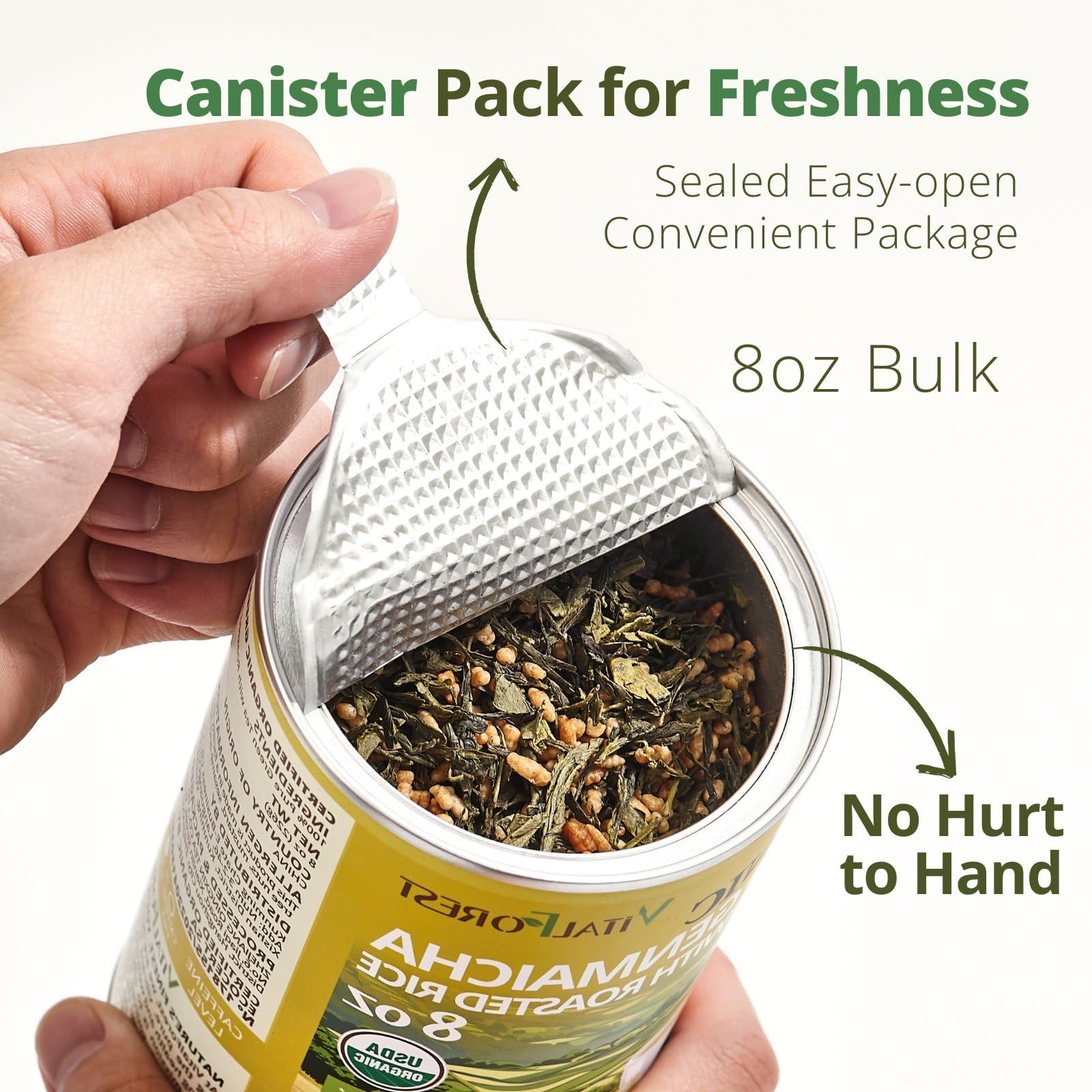 Organic Genmaicha Green Tea Loose Leaf – Roasted Rice, Smooth Flavor 8oz