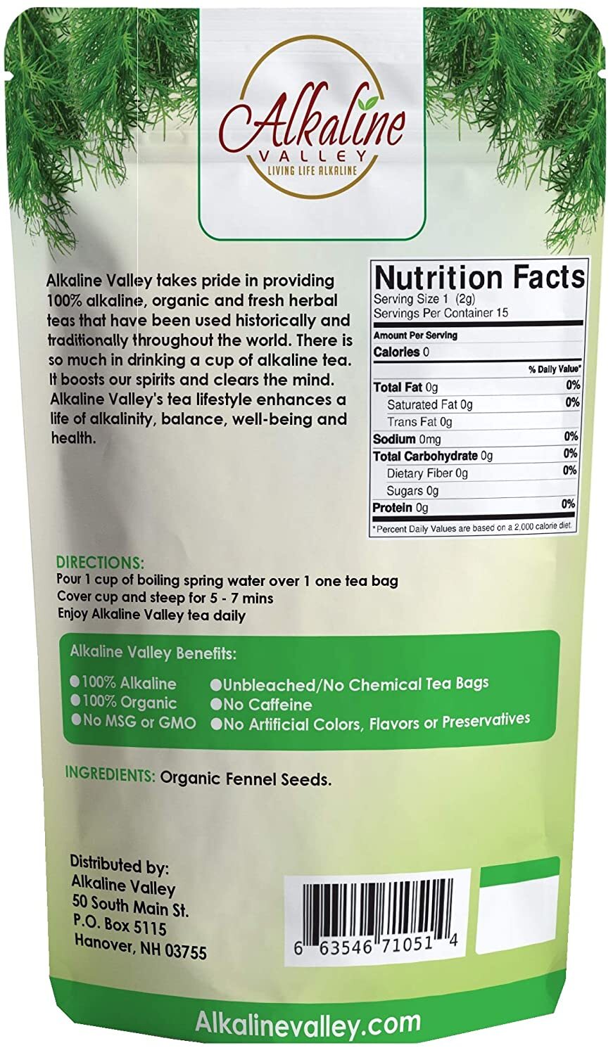 Fennel Tea Organic – 90 Unbleached/Chemical-Free Fennel Tea Bags