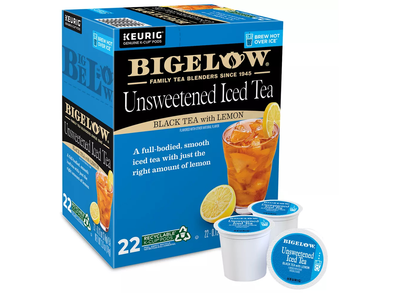 Bigelow Black Tea with Lemon Unsweetened Iced Tea 22 to 132 K cups Pick Any Size