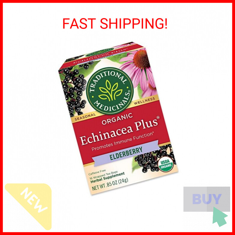 Traditional Medicinals Tea, Organic Echinacea Plus Elderberry, Boosts the Immune