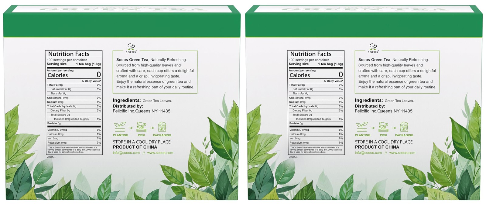 Green Tea, 6.3 oz (180g), 200 Tea Bags, Pack of 2, Refreshing and Fragrant, S…