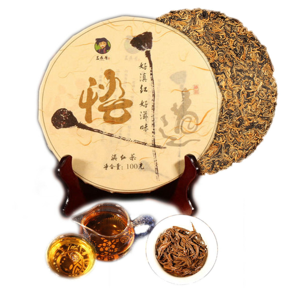 100g Premium Yunnan Dianhong Gold Buds Black Tea Mini Cake Health Drink