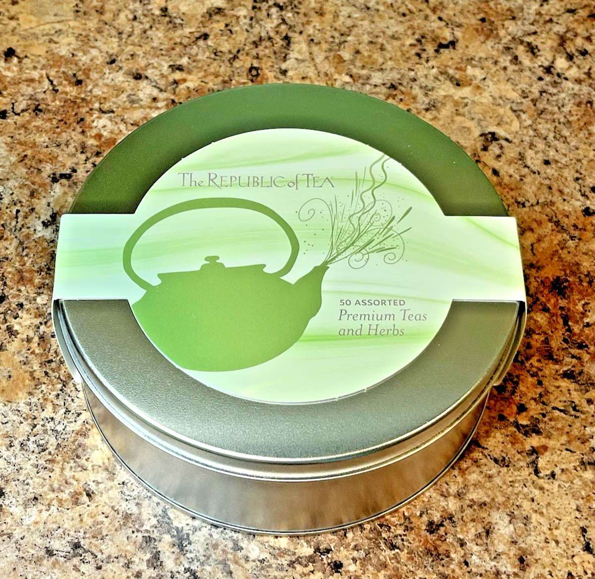 The Republic Of Tea Premium Assortment Teas & Herbs 50 Individual Wrapped In Tin