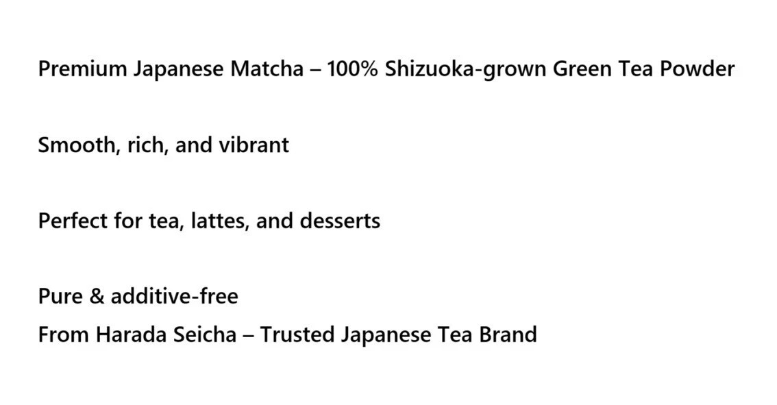 3 x Harada Seicha Premium Shizuoka Matcha Powder 100g Made in Japan Green Tea
