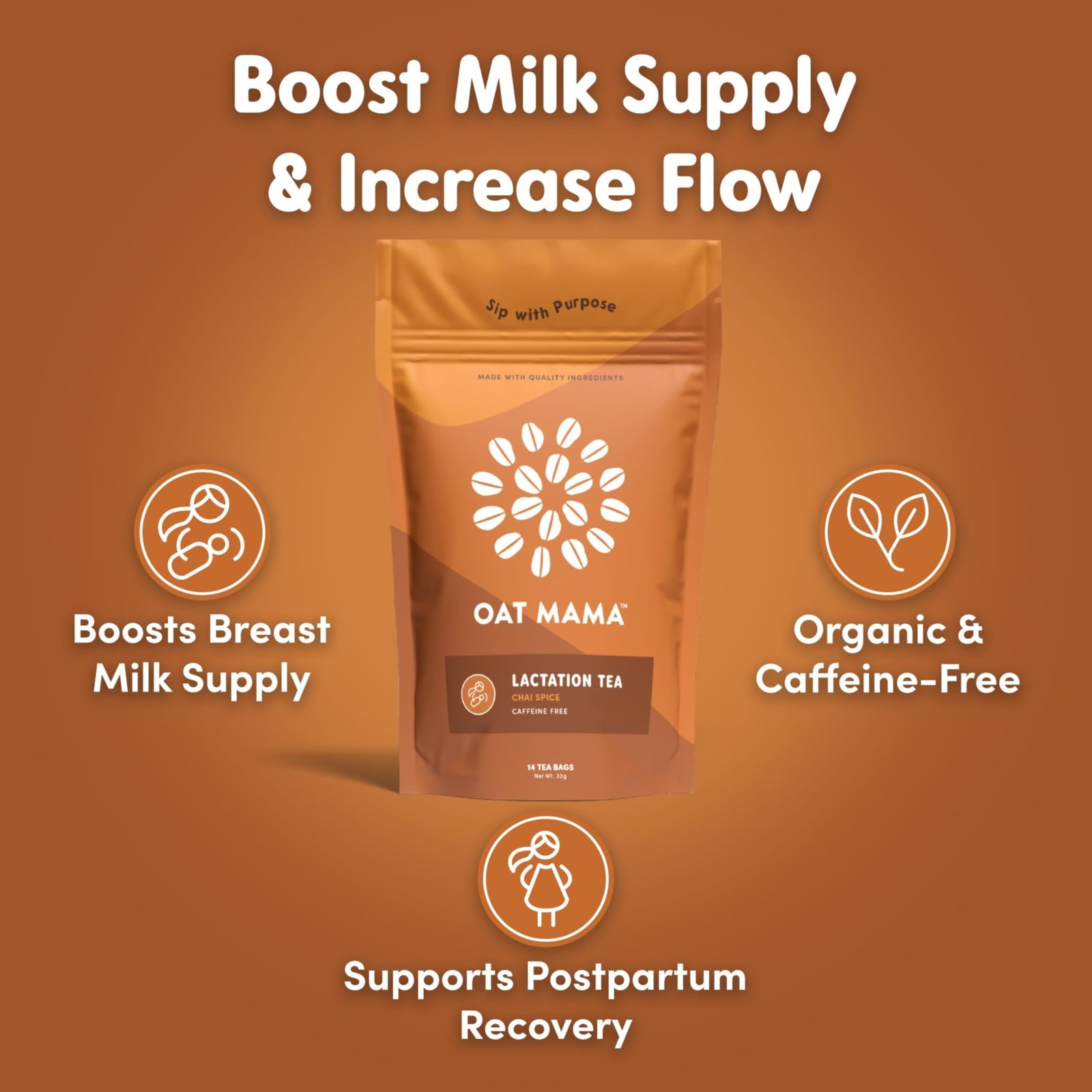 Oat Mama Flavored Microplastics-Free Lactation Tea for Breastfeeding Moms – C…