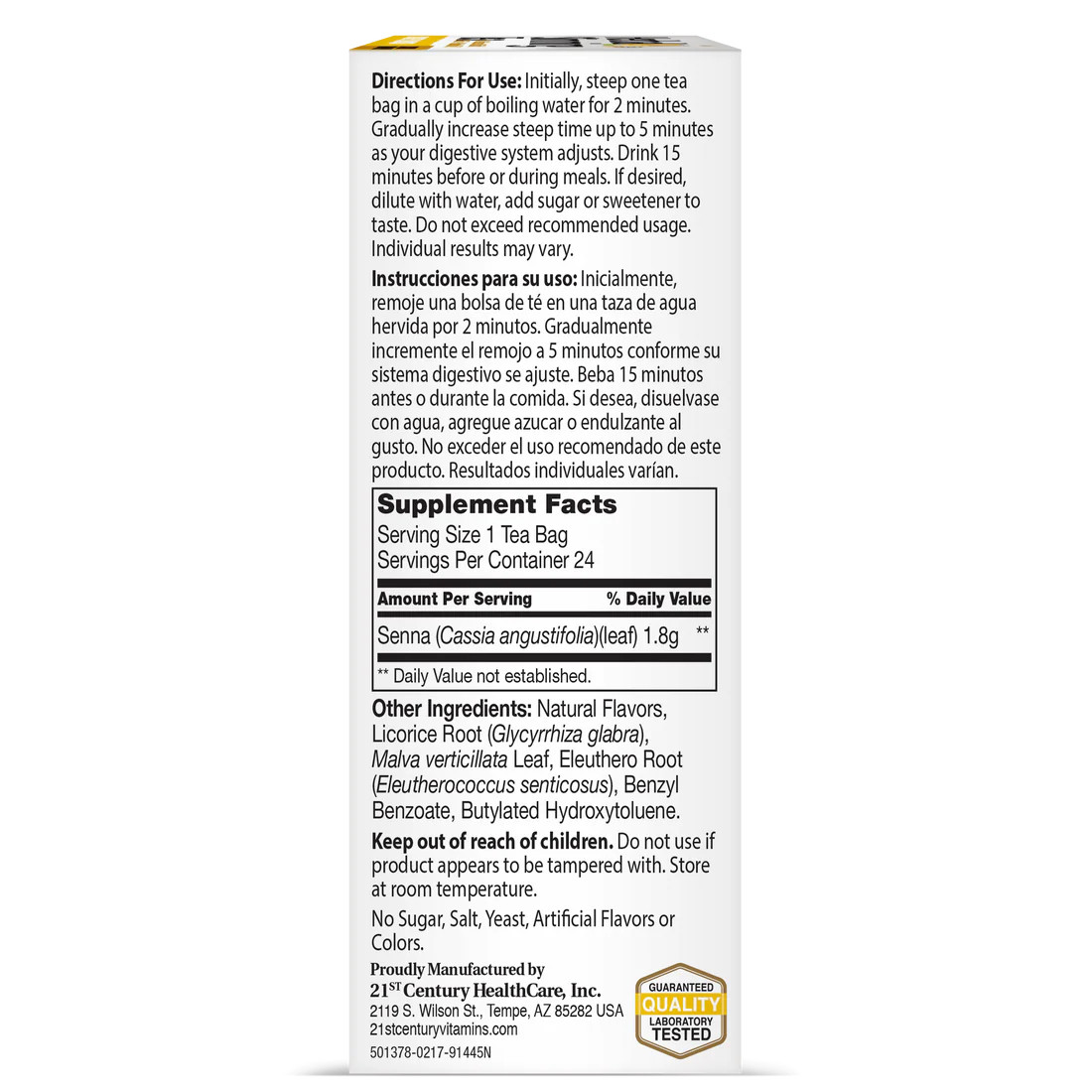 21st Century Herbal Slimming Tea with Honey Lemon Flavor Supplement 24 ct 3 Pack