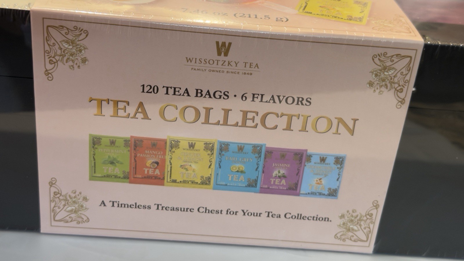 Wissotzky Tea Wooden Box 120 TEA BAGS • 6 FLAVORS TEA COLLECTION 7.46 oz