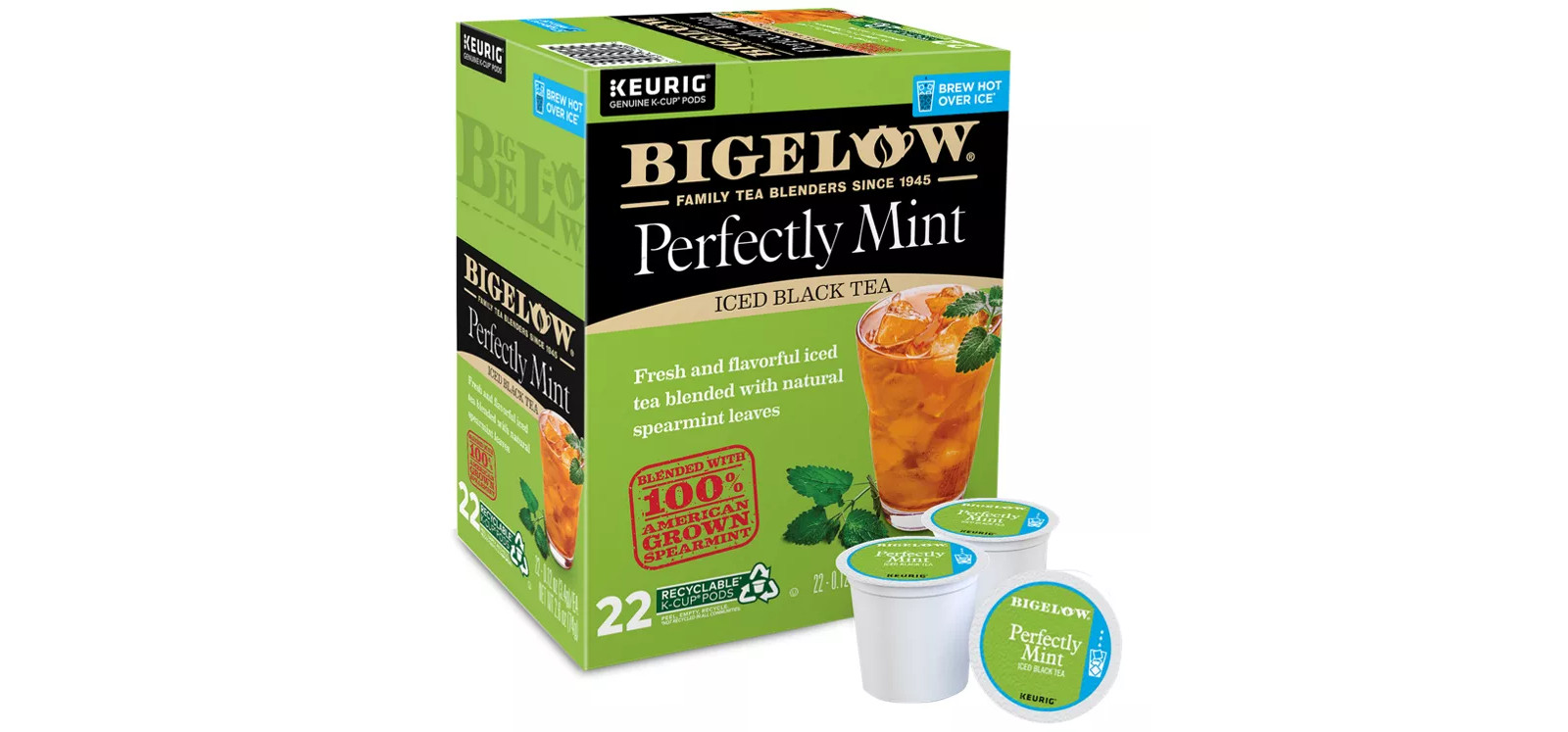 Bigelow Perfectly Mint Iced Black Tea 22 to 132 K cups Pick Any Size FREE SHIP