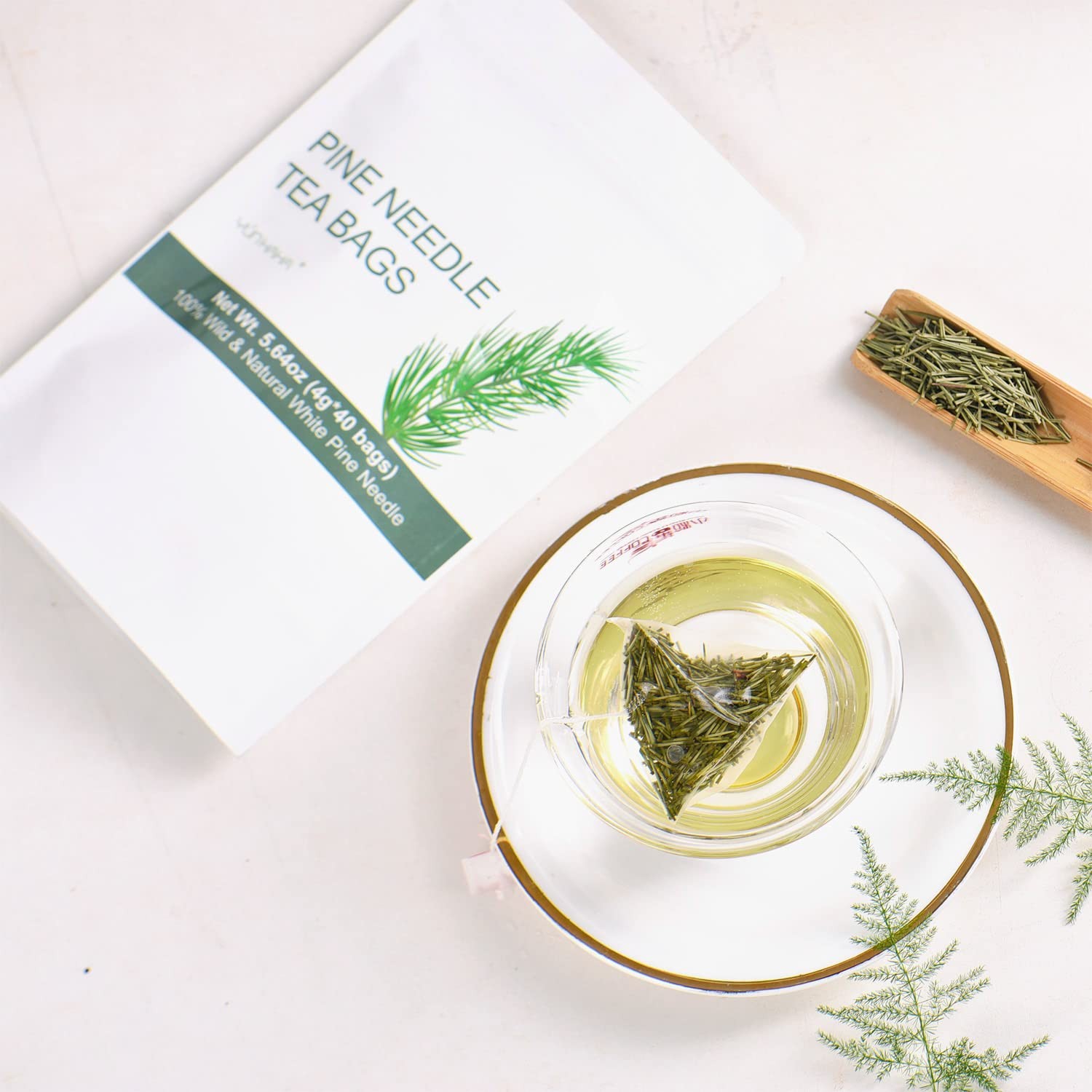 Wild Dried White Pine Needle Tea- 40 bags, 4g/bag- 100% Natural Pure Pine Nee…
