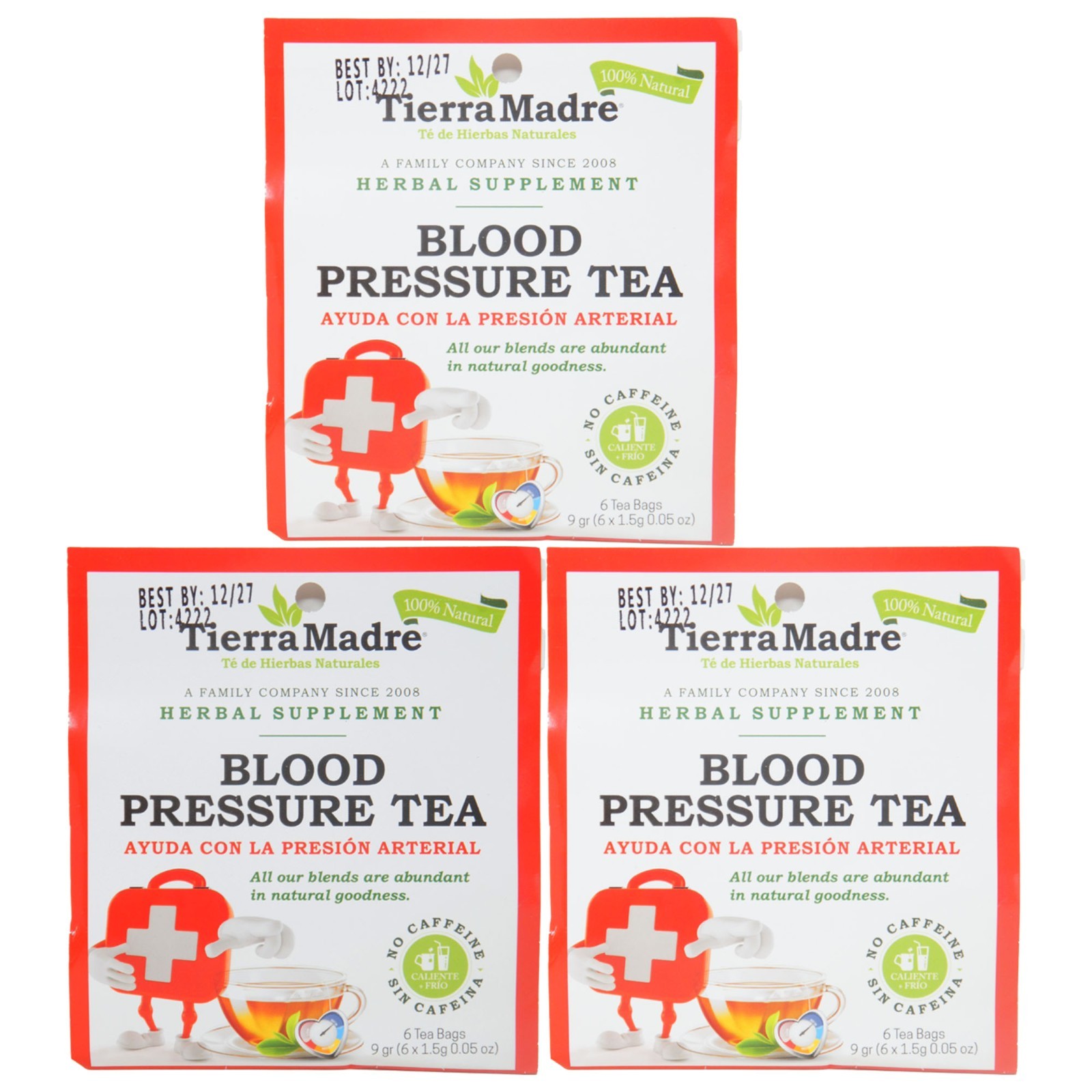 Tierra Madre Blood Pressure Tea – Precion Arterial – 1.5G (3 Pack – 18 Tea Bag)