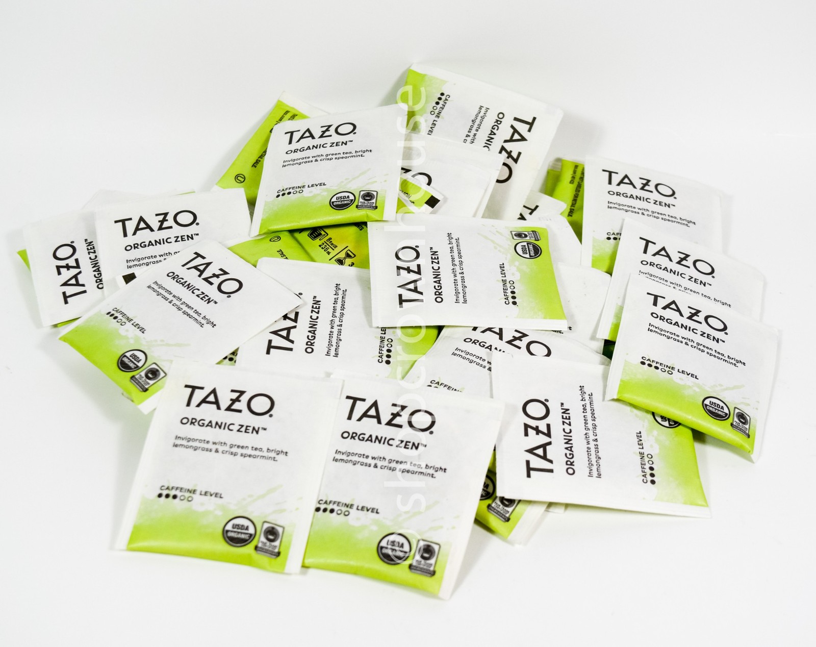34 Tazo Organic ZEN Tea sealed Bag Caffeine Kosher
