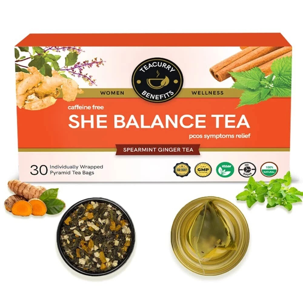 TEACURRY Pcos Tea (1 Month Pack,30 Tea Bags) Free Shipping World Wide
