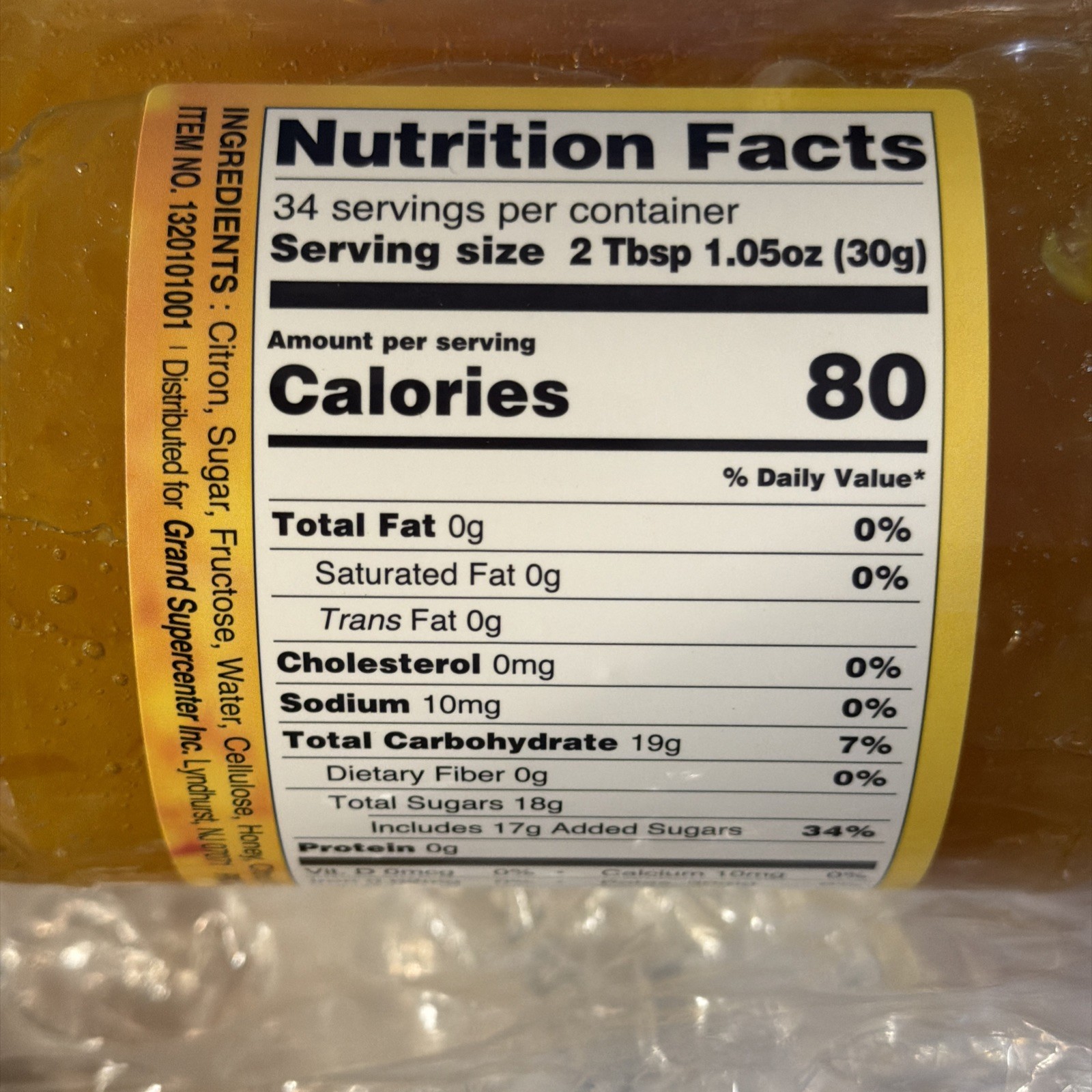 YUZA TEA With HONEY, Net Weight: 2.2 LB (1 KG), HAIO Brand, Item No. 1320101001