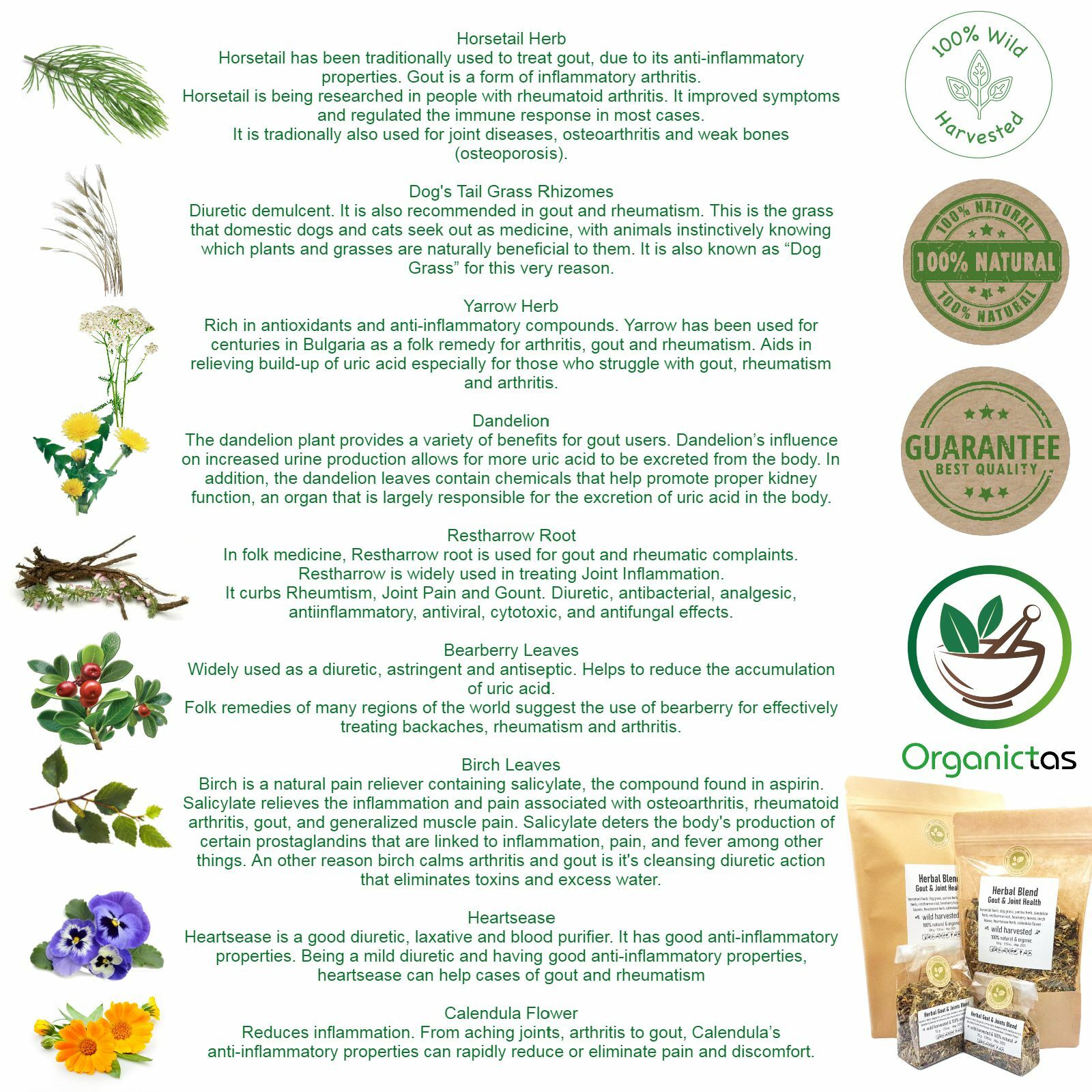 Gout Relief Herbal Tea in Gout, Arthritis, Rheumatism, Uric Acid, Joint Support