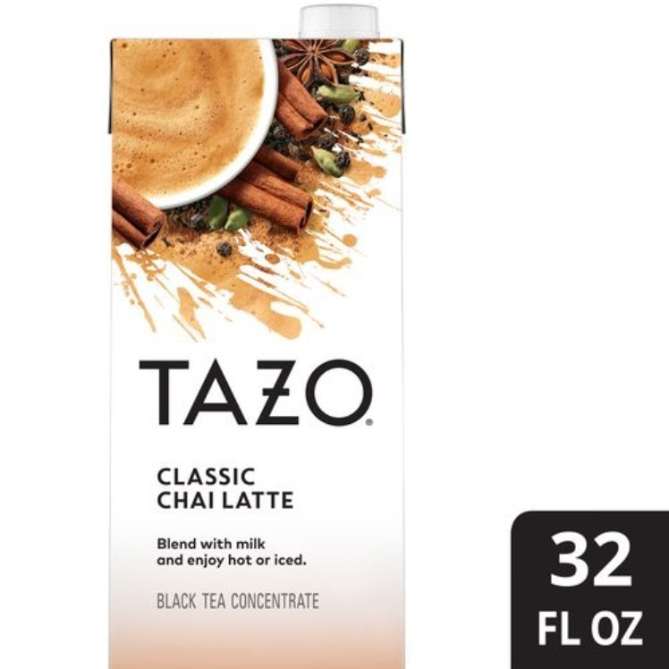 Tazo classic Iced chai tea concentrate, latte, 32 Fl. oz, 6 pack