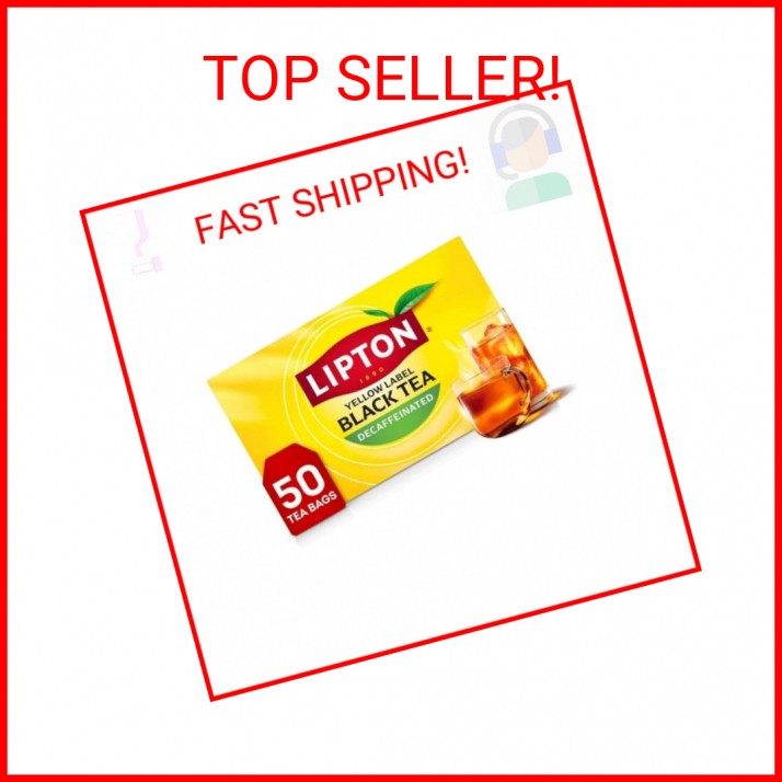 Lipton Decaf Black Tea Bags, Hot or Iced Caffeine Free Tea, 50 Tea Bags