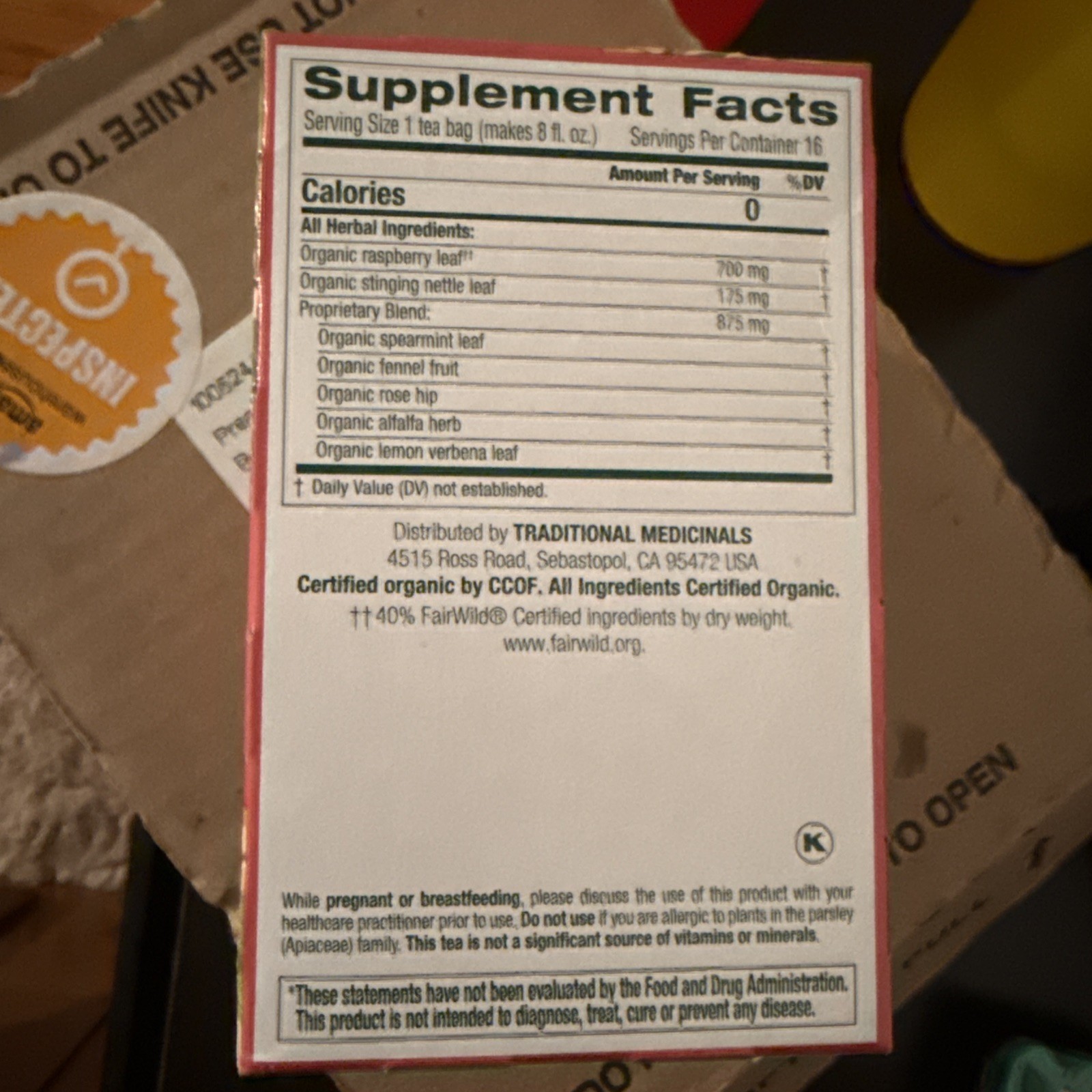 Traditional Medicinals Organic Pregnancy Tea Lot Of 6 Boxes 96 Bags! Exp 03/28