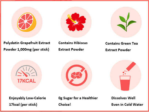 Portable Grapefruit Tea Stick Mix with Green Tea and Hibiscus – Refreshing Blend