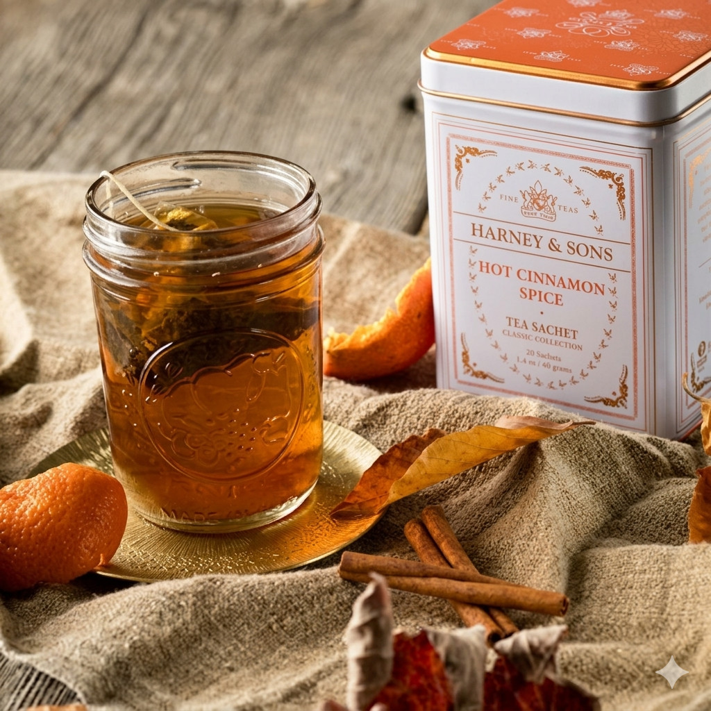 Harney & Sons Hot Cinnamon Spice Tea 20 Sachets Black Tea Kosher Tin