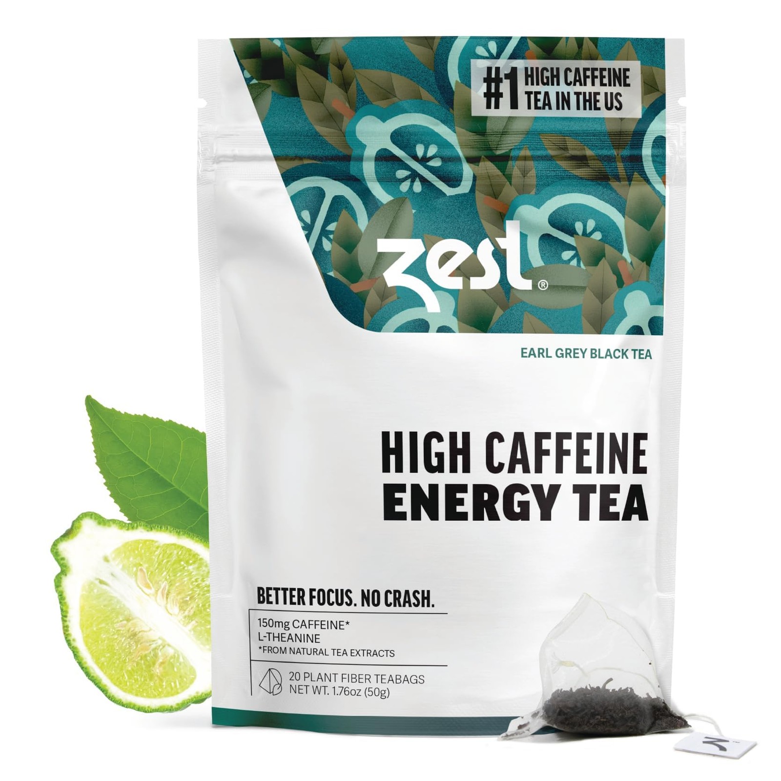 High Caffeine Black Tea Bags – Earl Grey Energy Tea with Natural Bergamot – 1…