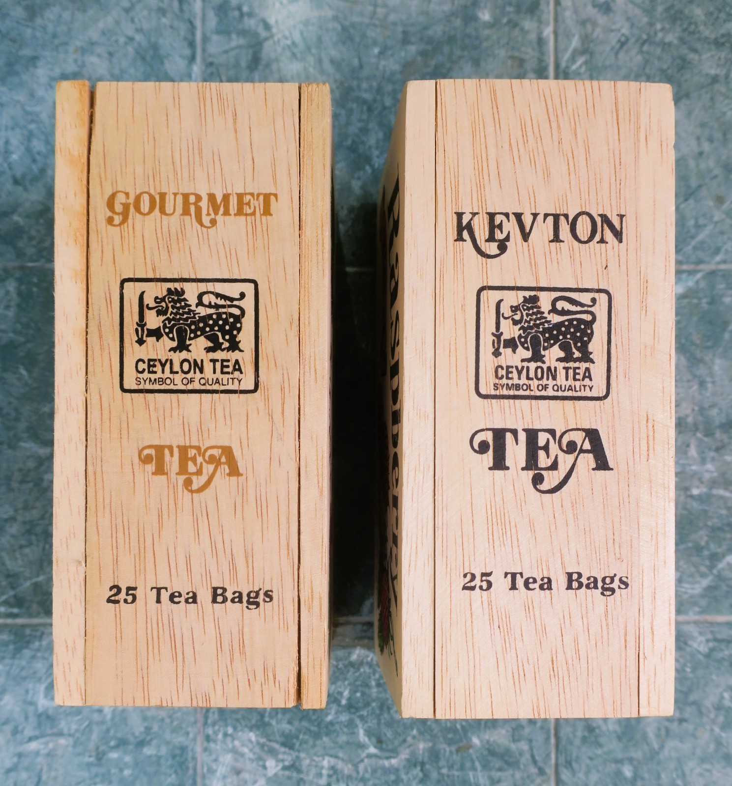 Two (2) KEVTON CEYLON TEA Wood Boxes