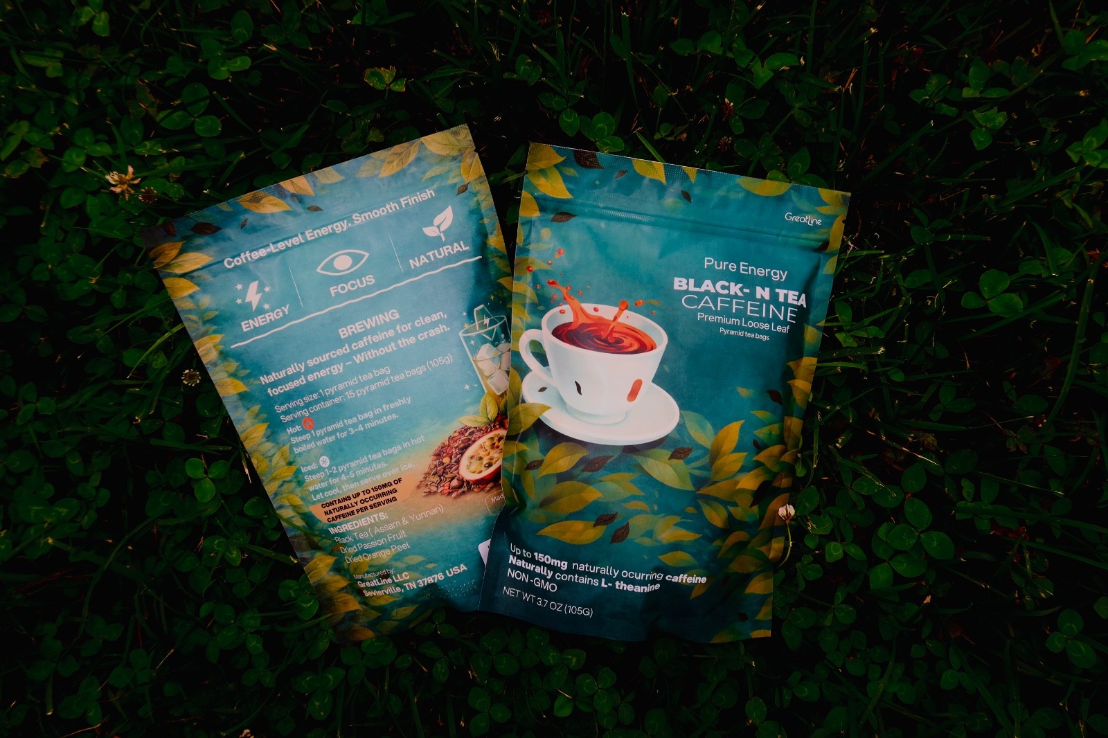 High Caffeine Premium Black Tea | 15 Pyramid Tea Bags | 150mg Caffeine | Energy
