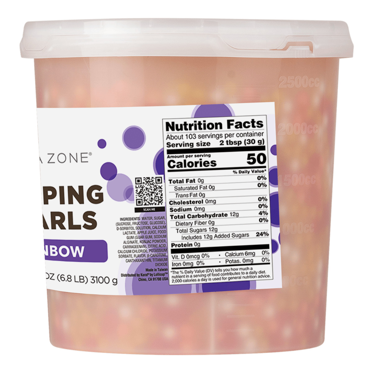 Tea Zone Rainbow Popping Pearls/Popping Boba/Bursting Boba(6.8 lbs) for Boba Tea