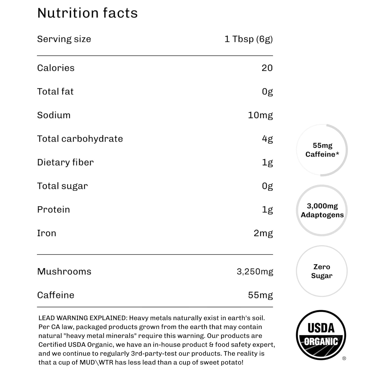 MUDWTR Mushroom Matcha Powder | 3,000mg Adaptogens for Energy & Focus