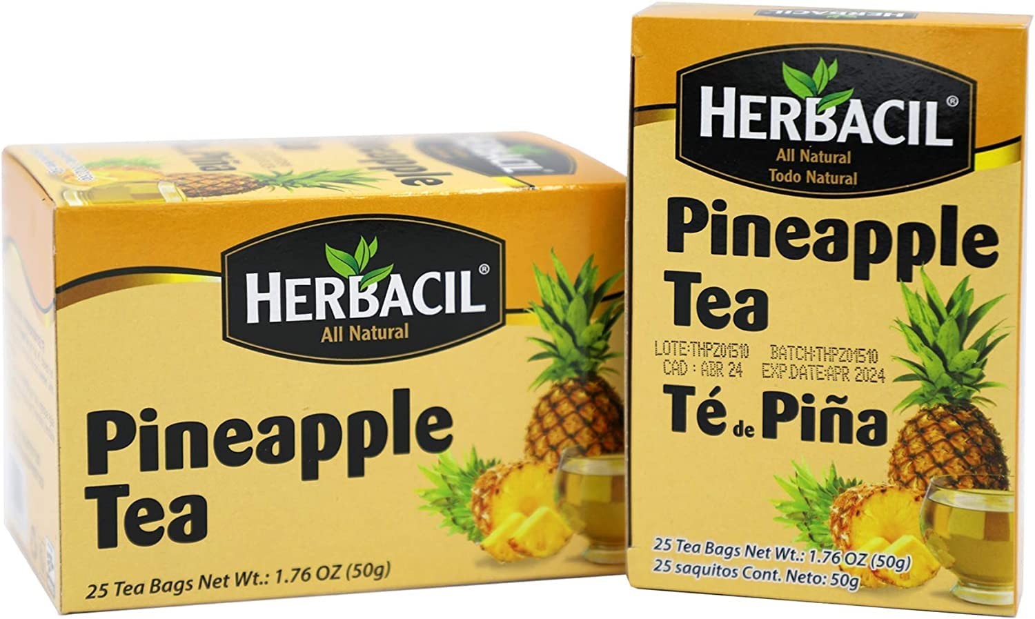 Herbacil Pineapple Tea, Herbal Tea with Dehydrated 25 Count (Pack of 2)