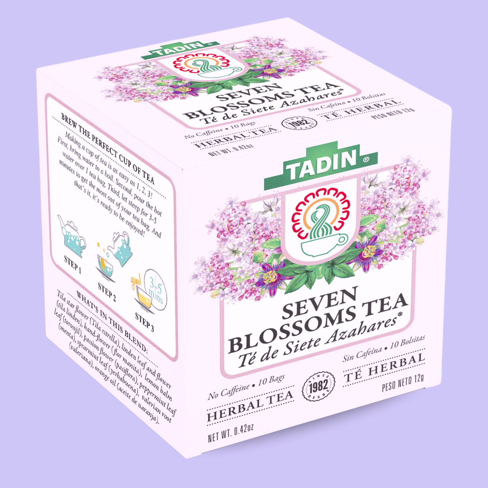 Tadin Seven Blossoms Herbal Tea, 10 Bags 0.42 fl oz, Floral Infusion