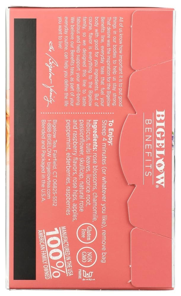 18 Count Decaf Rose Mint Tea Bags by Bigelow – Refreshingly Herbal Experience