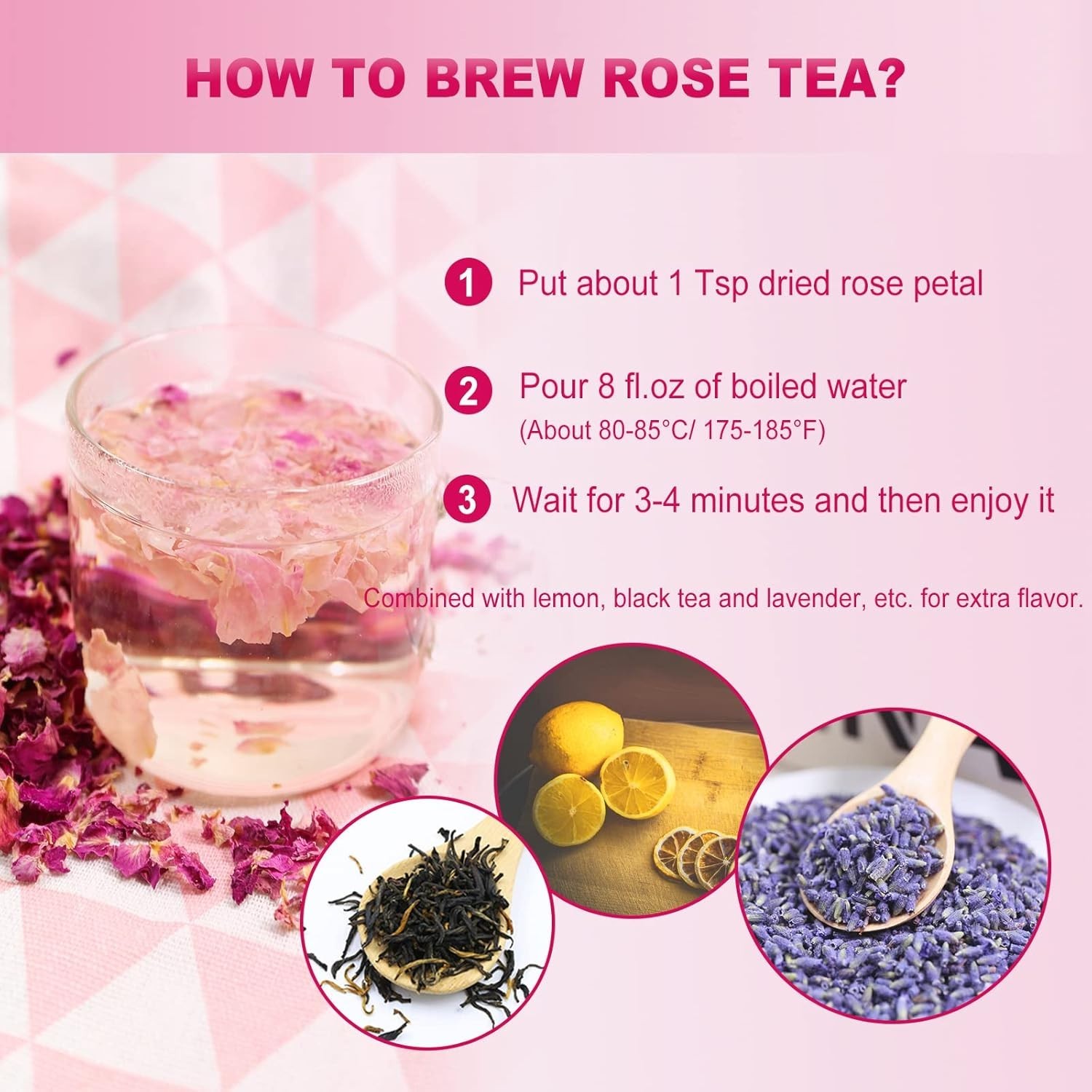 Dried Rose Petals – 1oz/29g – Edible Flowers Real Rose Petals – Non-GMO – Caf…