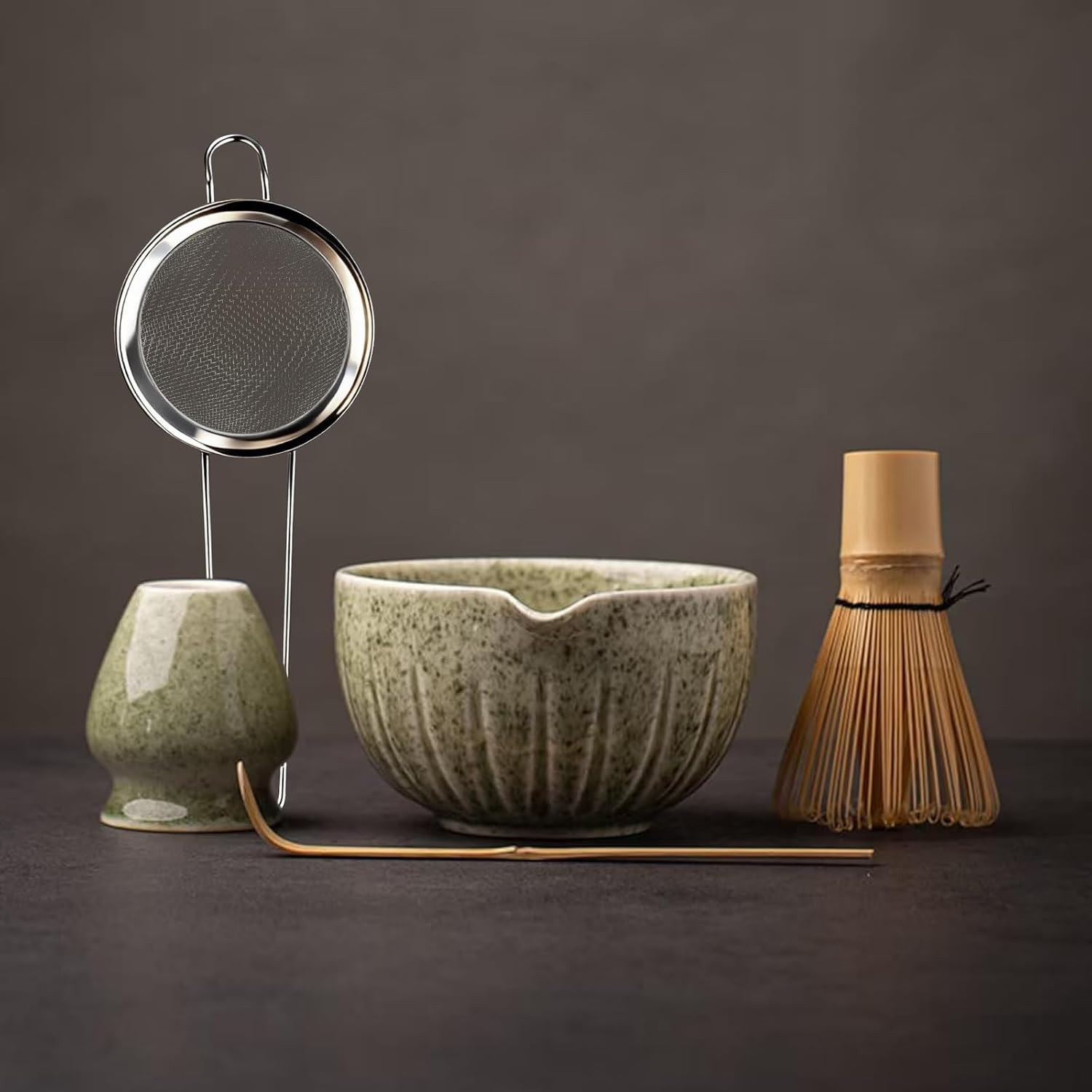 Matcha Set – Match Bowl and Whisk, 15 OZ, Matcha Scoop | Matcha Whisk Stand (Cha