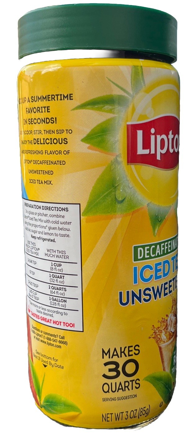 1-Discontinued Lipton Black Iced Tea Mix Decaffeinated Unsweetened 30 Qt Sealed