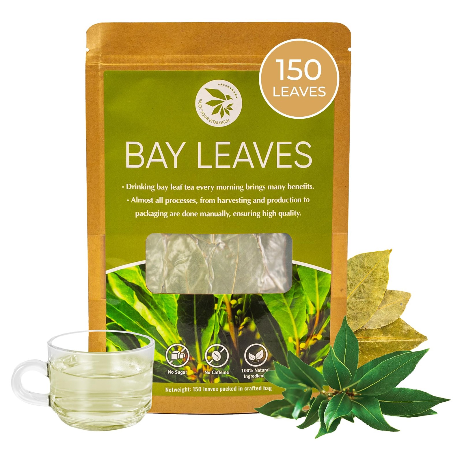 Bay Leaves Tea 150 Dried Whole Leaves, 1.06 oz, Hojas de Laurel, 100% Natura…