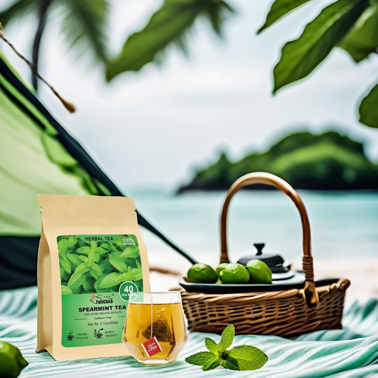 Refreshing Spearmint Tea Bags – 40 Count for Digestive Support & Relaxation