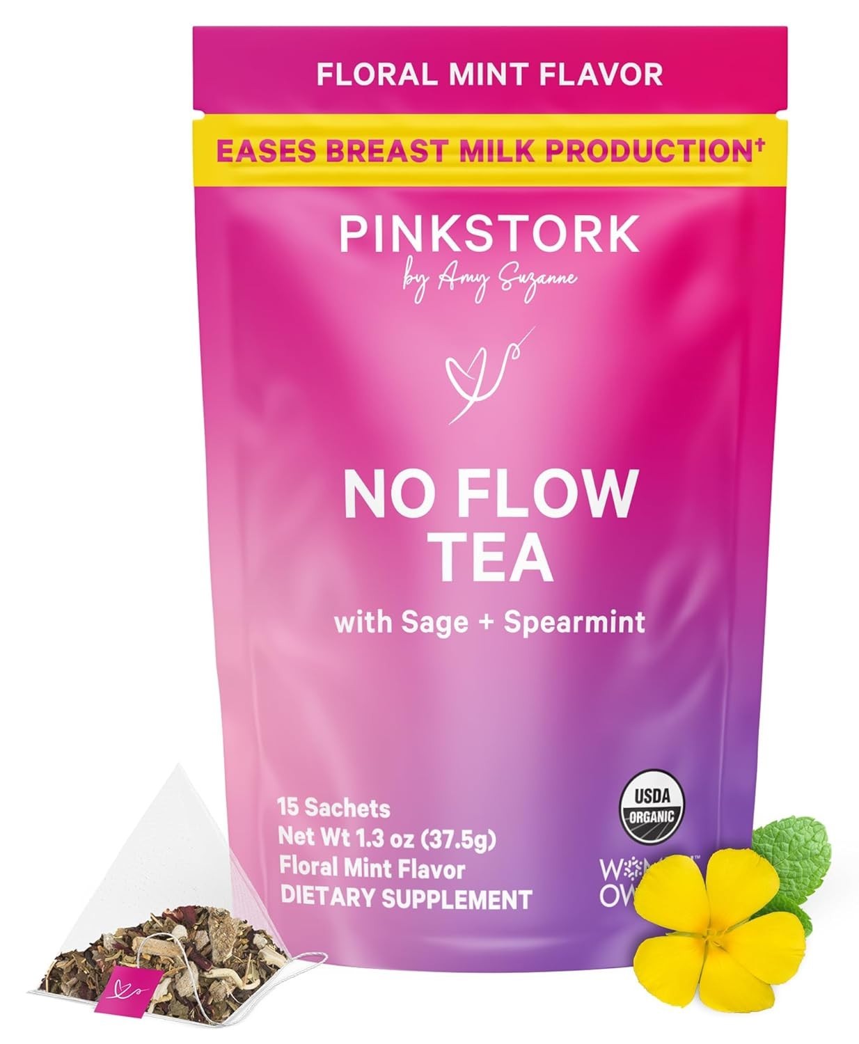 No Flow Tea to Decrease Milk Production, 15 Sachets, Natural Ingredients