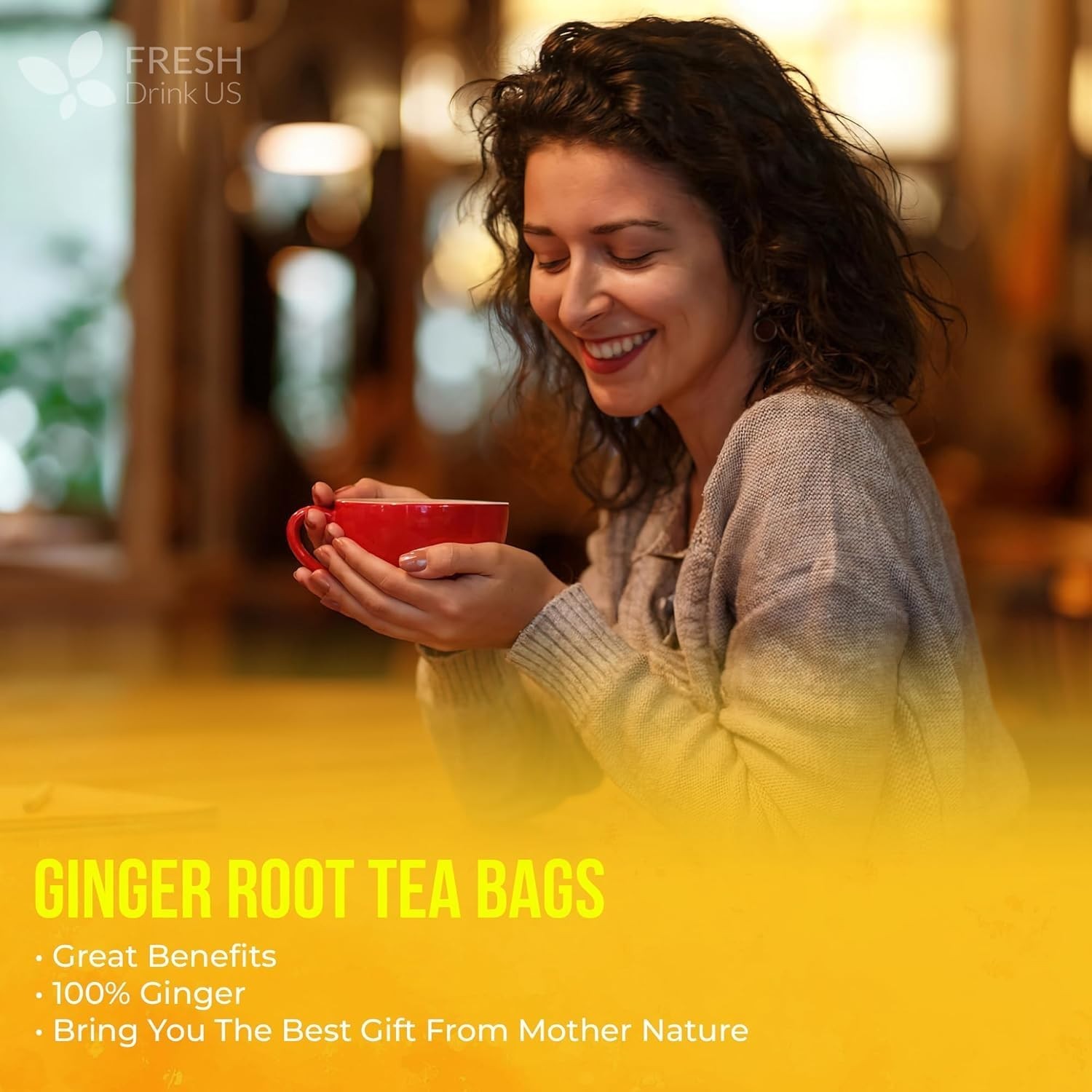 FreshDrinkUS, 150 Premium Ginger Tea Bags, Non GMO, 100% Natural Free Shipping