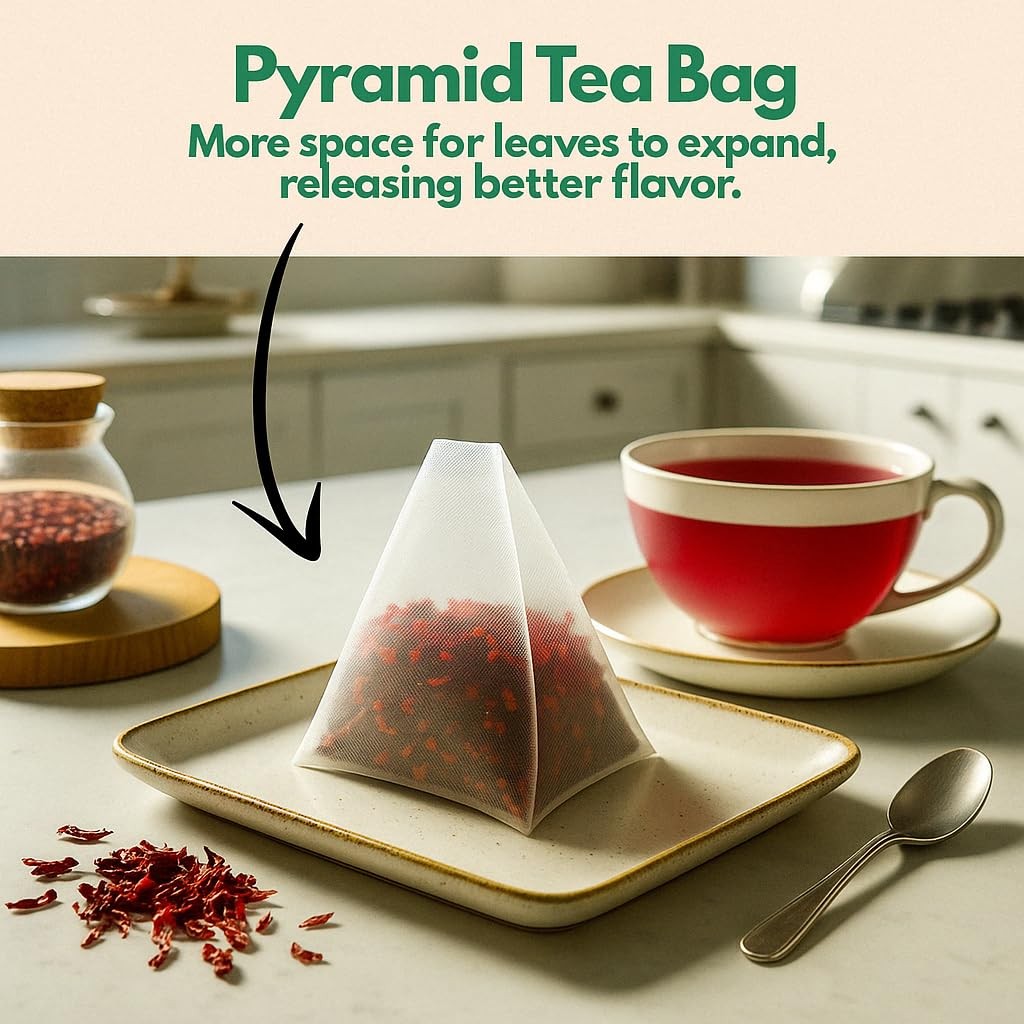 Organic Hibiscus Tea – 100 Count, PlantBased Pyramid Tea Bags
