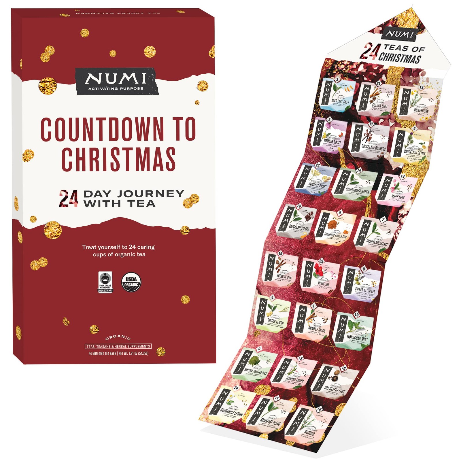 Best Numi Organic Tea Advent Calendar 2025 24 Days of Fair Trade Teas Christmas