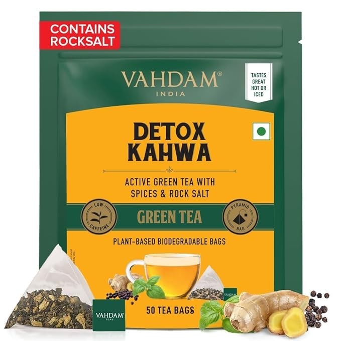 Indian Kahwa Green Tea Detox Weight Loss Herbal Tea Bags Ayurvedic Organic
