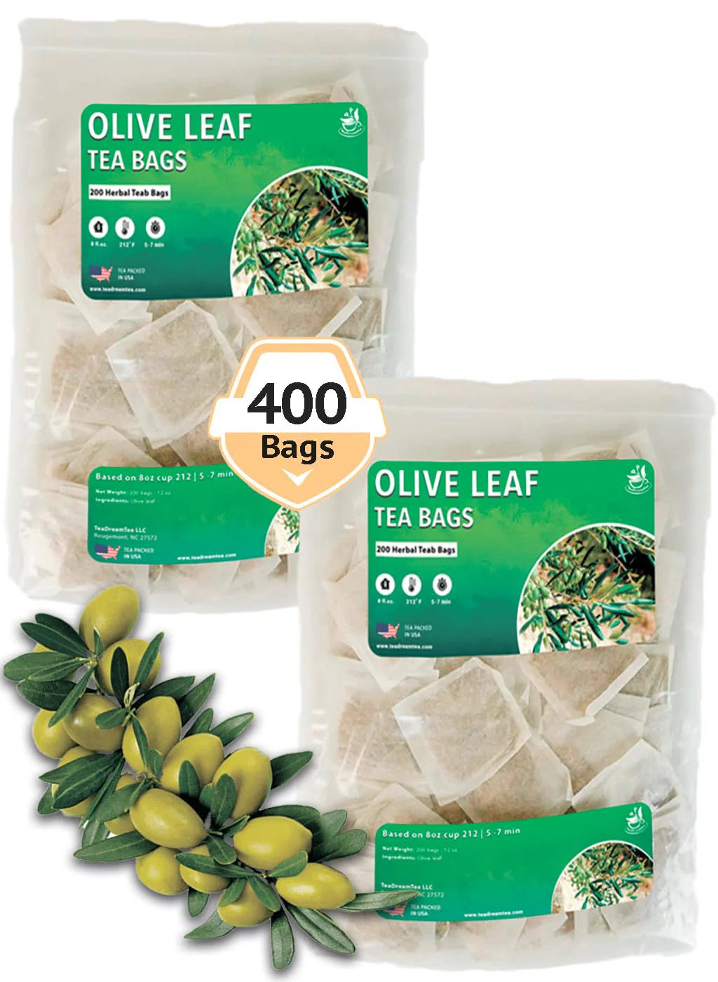 Olive Leaf Herbal Tea Bags Caffeine Free Immune Support 50-400 TeaDreamTea