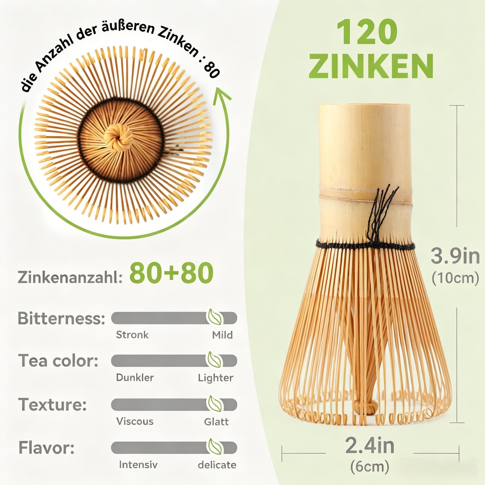 Bamboo Matcha Whisk 80/100/120 Prong, Traditional Japanese Chasen Matcha Stirrer