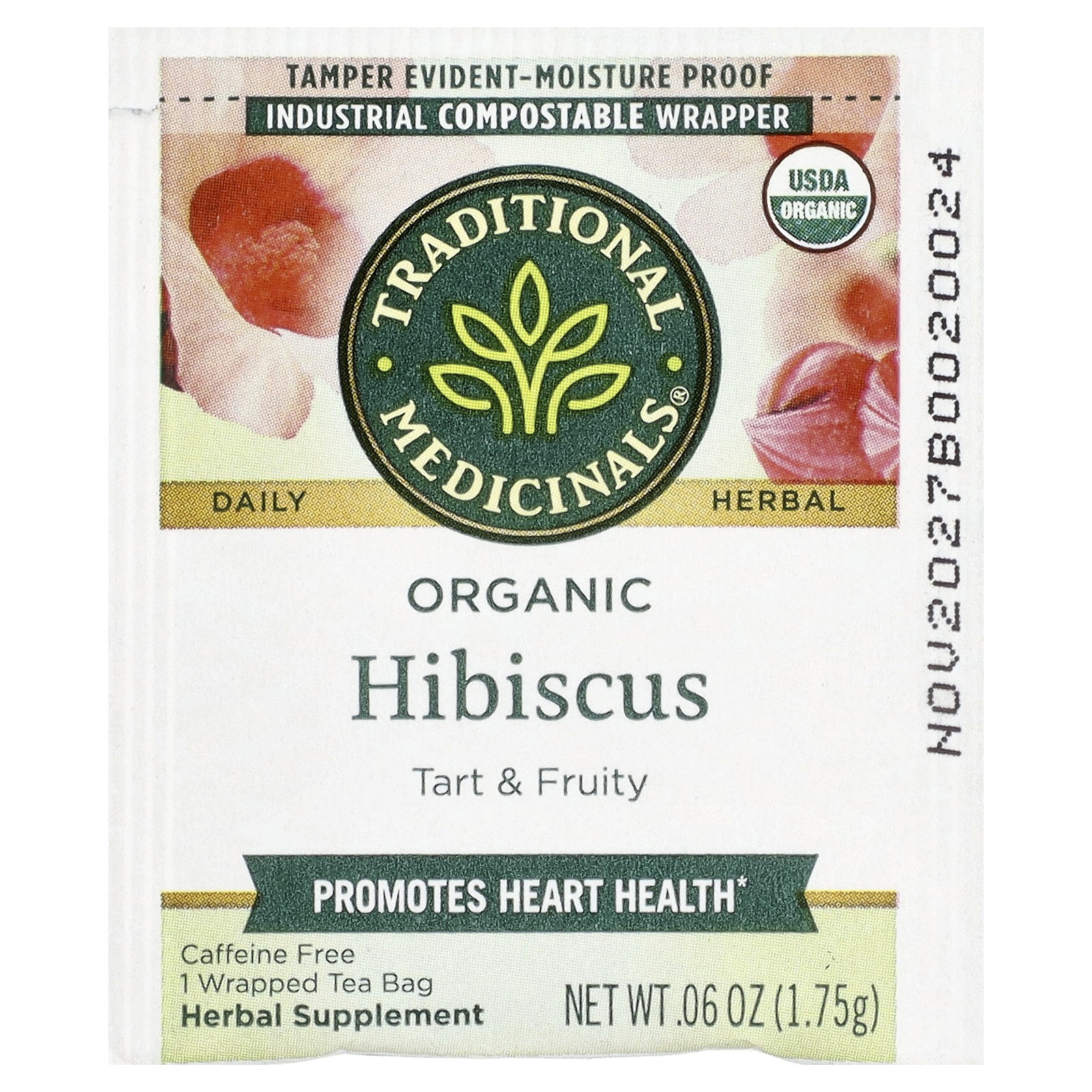 Organic Hibiscus, Caffeine Free, 16 Wrapped Tea Bags, 0.99 oz (28 g)