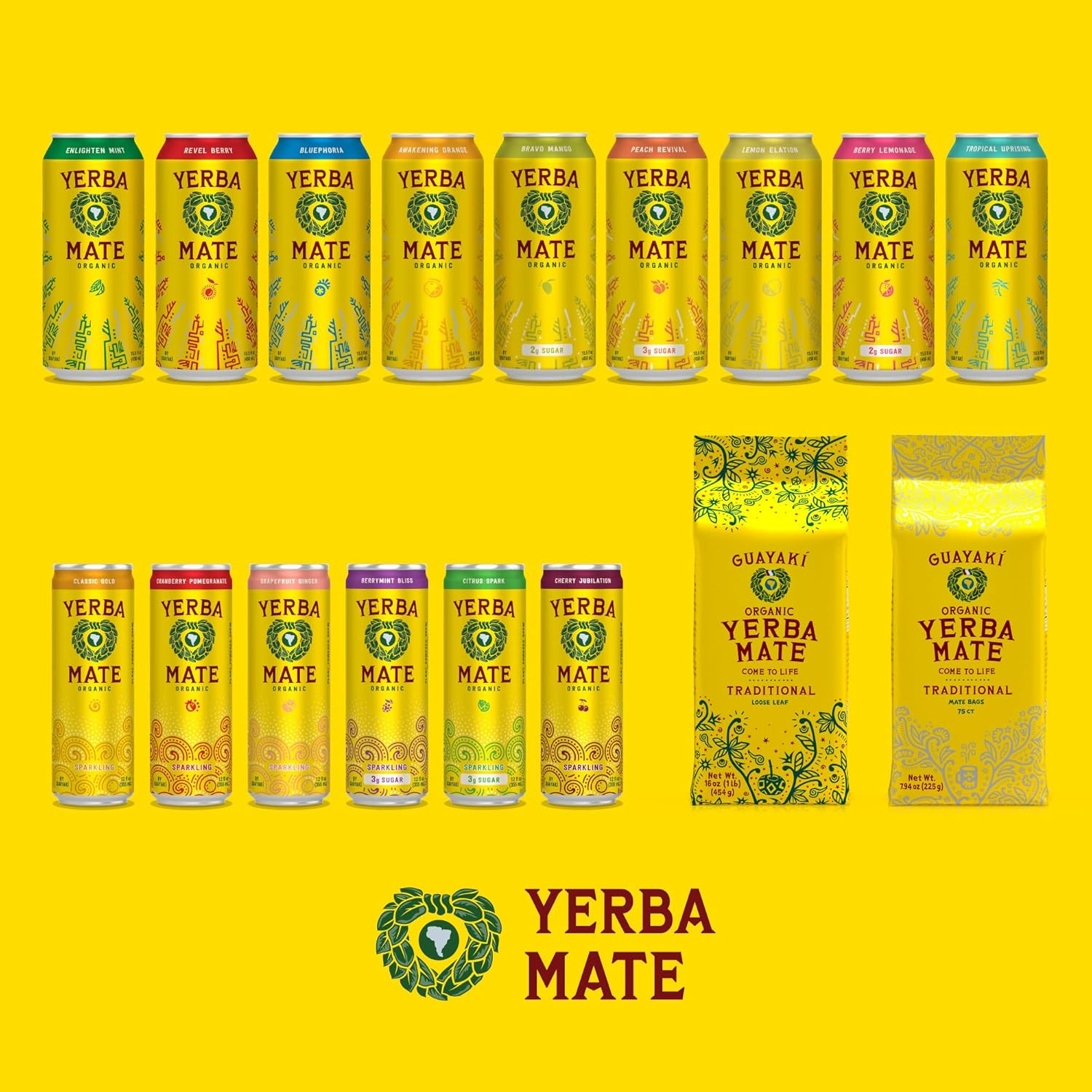 Yerba Madre Organic Yerba Mate, Energy Drink Alternative, Bravo Mango, Low Sugar