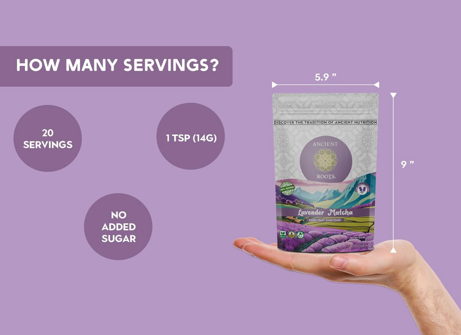 Ancient Roots Lavender Matcha – Green Tea Powder – 100% Japanese Matcha, All-nat