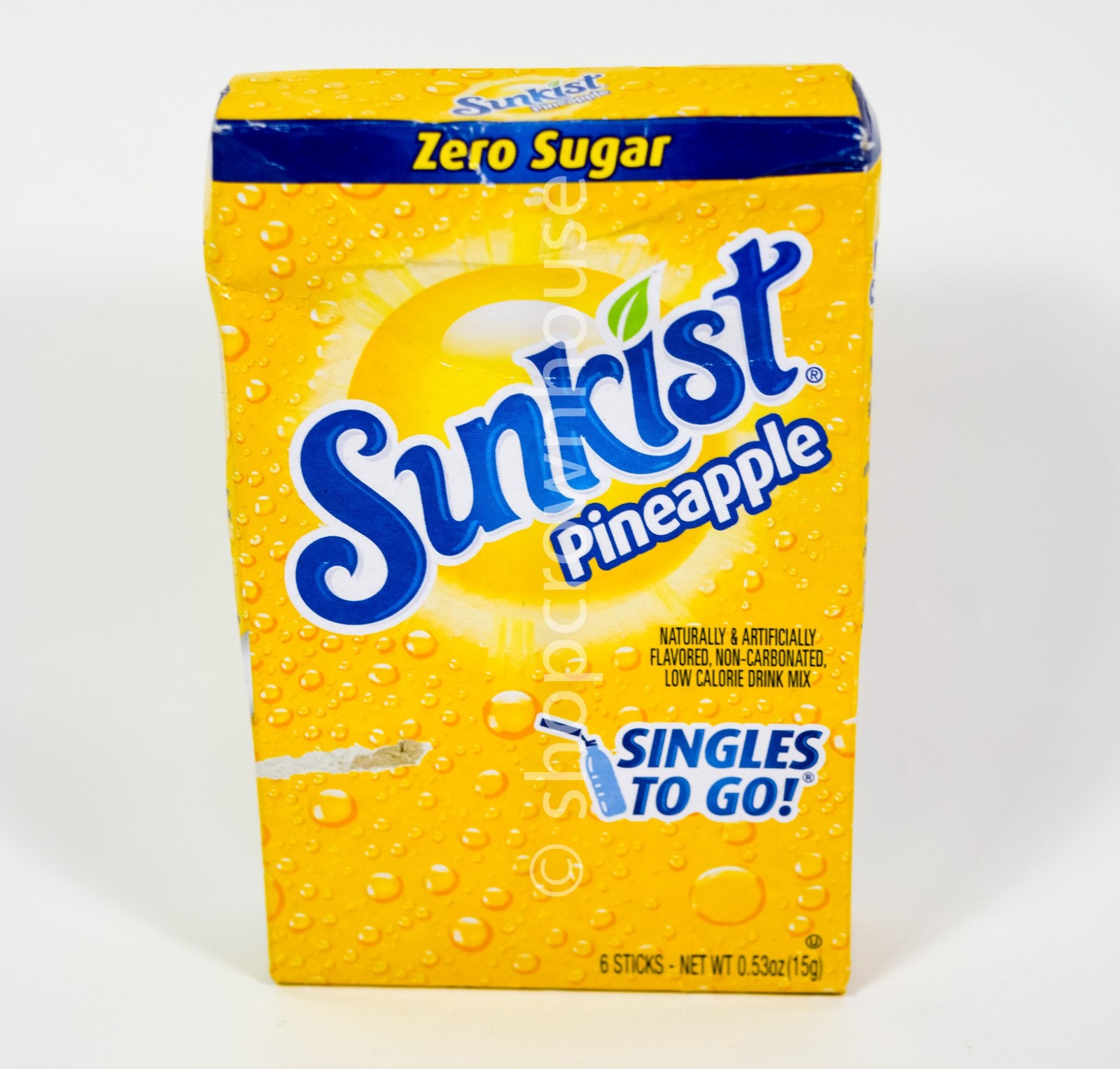 2 Sunkist PINEAPPLE Drink Mix Zero Sugar Singles to Go 0.53 ounce 08/2027