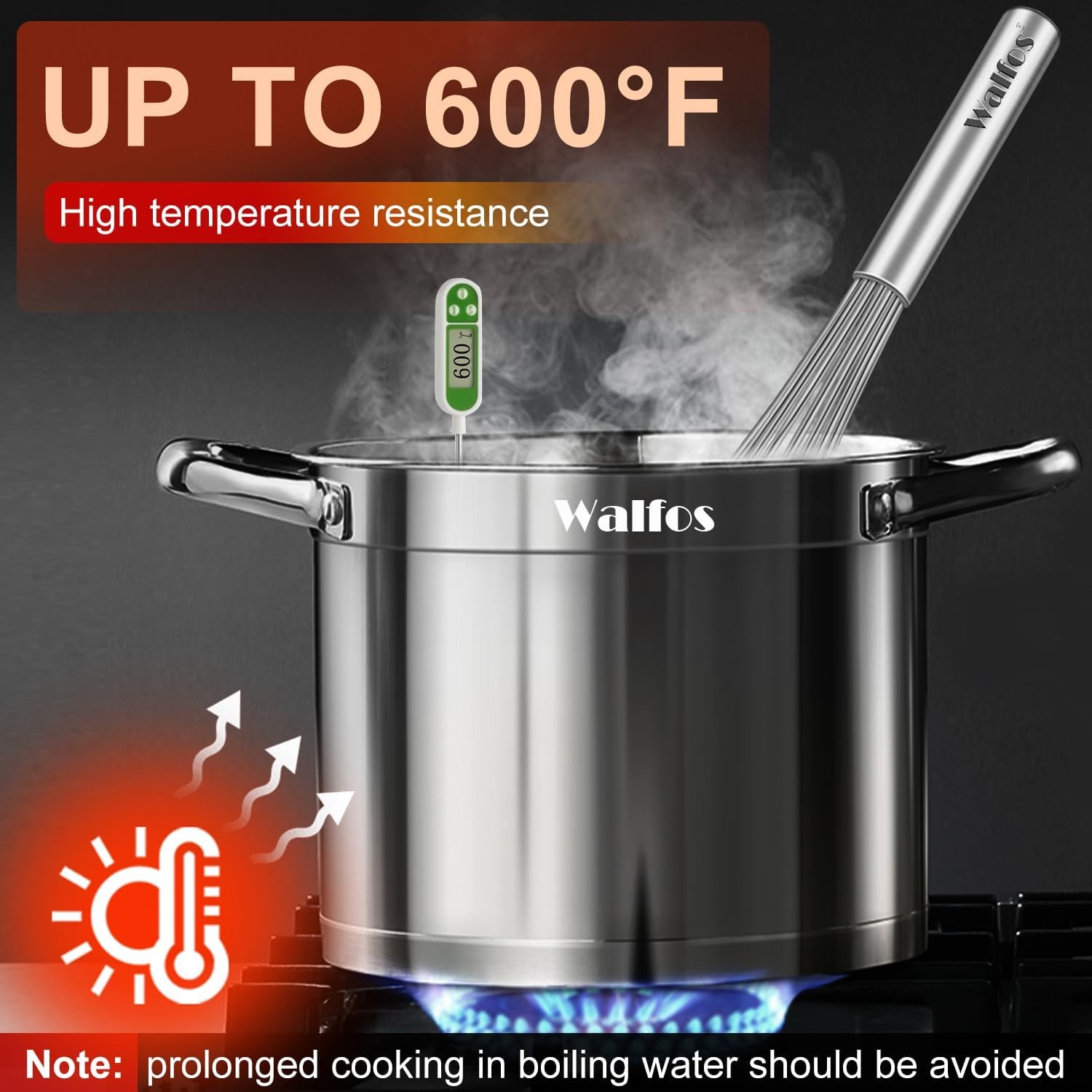 Walfos Whisk,17in Large Whisks, Heavy Duty Stainless Steel 17 in, Silver-1Pcs
